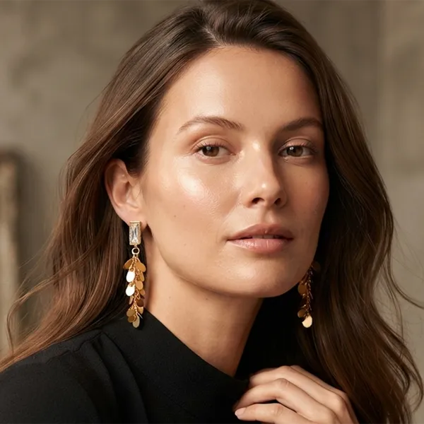 The99jewel_Trendy_Long_Tassel_Earrings_With_Heart_Drop_For_Women_Gold