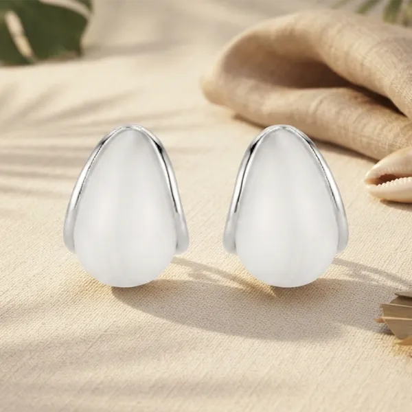 The99jewel_Premium_White_Marble_Rasin_Teardrop_Stud_Earrings_For_Women_Silver