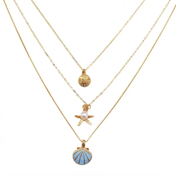 The99jewel_Three_Layer_Necklace_Set_With_Shell_And_Star_Pendant_For_Women_Blue