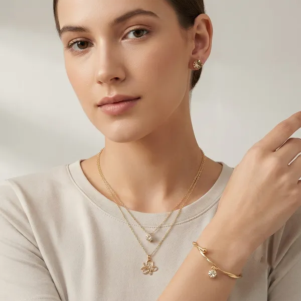 The99jewel_Double_Layer_Necklace_Set_With_Butterfly_Pendant_And_Gold_Plated_Bracelet_Combo_For_Women_White