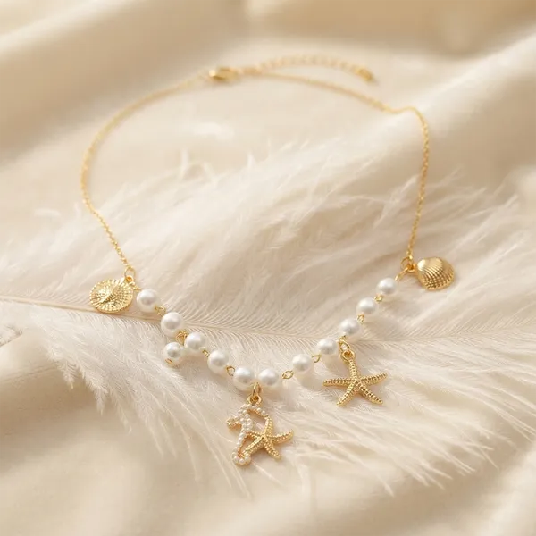 The99jewel_Ocean_Charm_Western_Pearl_Necklace_Set_With_Star_And_Seahorse_Shape_Pendant_For_Women_White