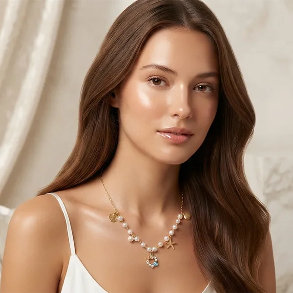 The99jewel_Ocean_Charm_Western_Pearl_Necklace_Set_With_Stars_Shape_Pendant_For_Women_Blue