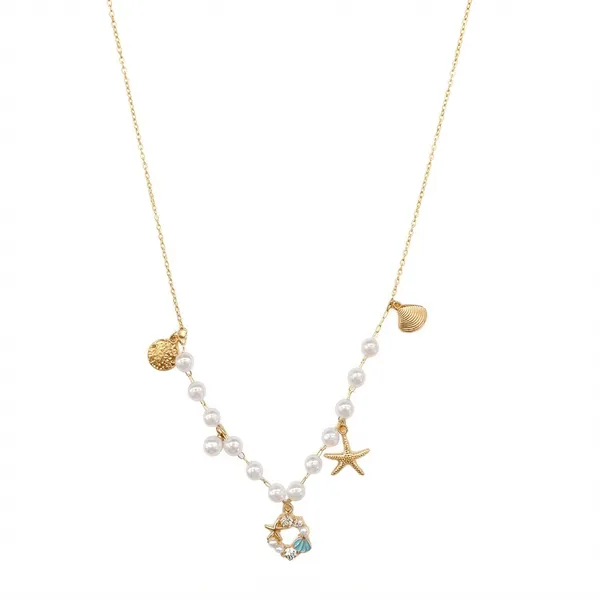 The99jewel_Ocean_Charm_Western_Pearl_Necklace_Set_With_Stars_Shape_Pendant_For_Women_Blue