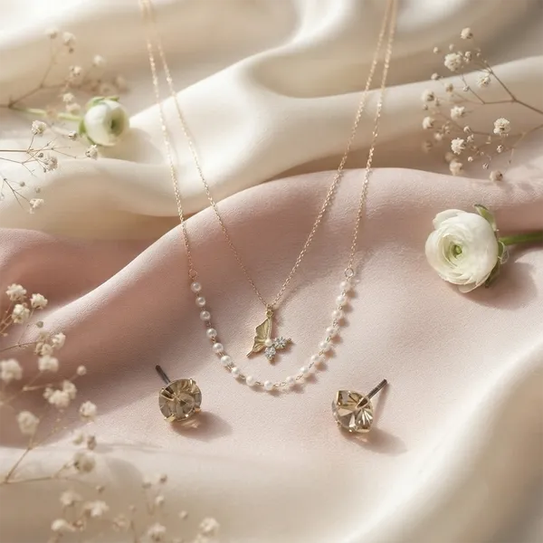 The99jewel_Double_Layer_Pearl_Necklace_Set_With_Butterfly_Shape_Pendant_For_Women_White