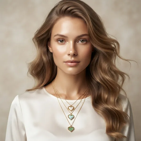 The99jewel_Gold_Plated_Triple_Layered_Enamelled_Heart_Pendant_Western_Necklace_Multi