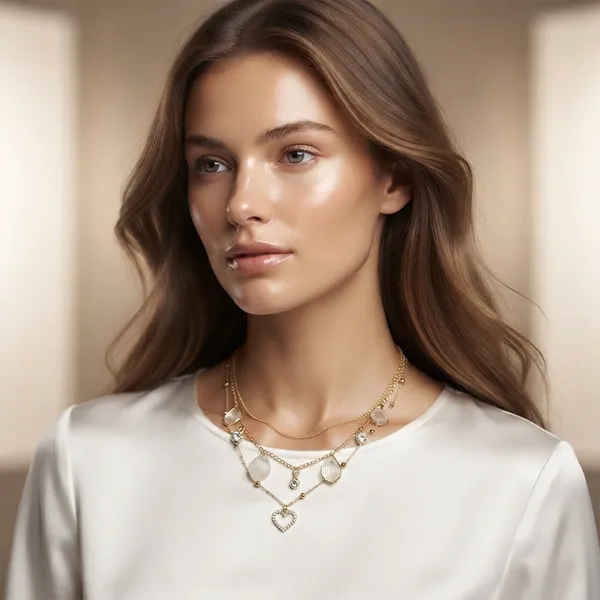 The99jewel_Gold_Plated_Triple_Layered_Coastal_Inspired_Shell_Charms_And_Crystal_Stone_Western_Necklace_White