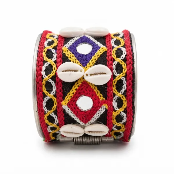 The99jewel_Traditional_Cuff_Kada_Bracelet_With_Shell_Beads_And_Mirror_Work_Multi