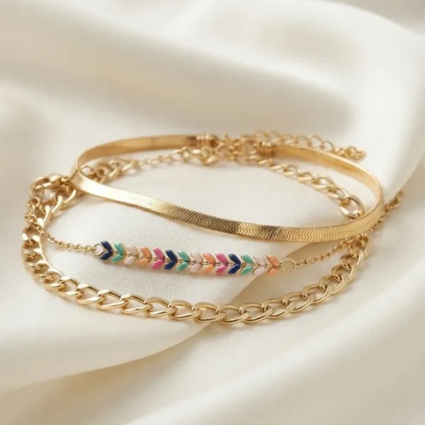 The99jewel_Gold_Plated_Multi_Layered_Snake_Chain_Bracelet_Combo_Multi