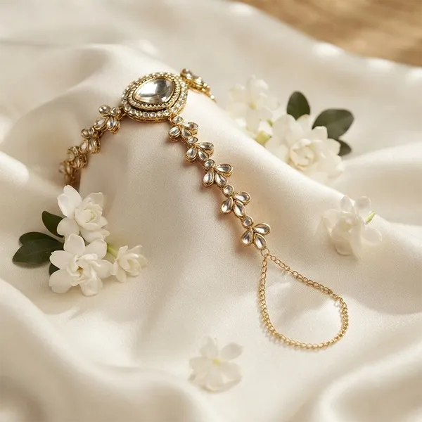 The99jewel_Gold_Plated_Kundan_Stone_Hath_Panja_Traditional_Hand_Jewellery_For_Women_White