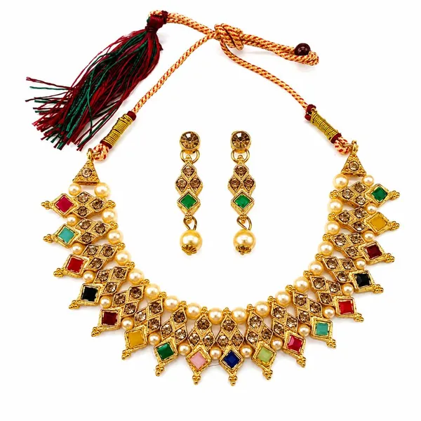 The99jewel_Elegant_Pota_Stone_Austrian_Stone_Pearl_Necklace_Set_For_Women_Multi