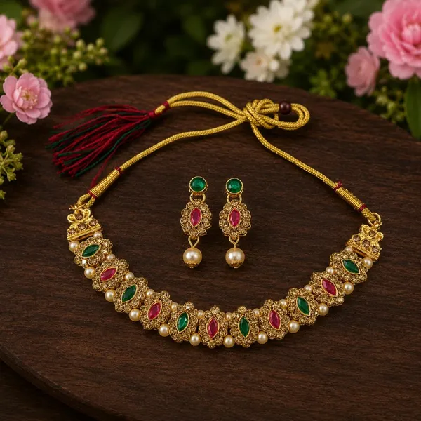 The99jewel_Designer_Austrian_Stone_Pota_Stone_Pearl_Necklace_Set_For_Women_Green_Pink