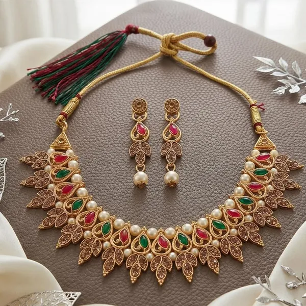 The99jewel_Traditional_Pota_Stone_Austrian_Stone_Pearl_Necklace_Set_For_Women_Green_Pink