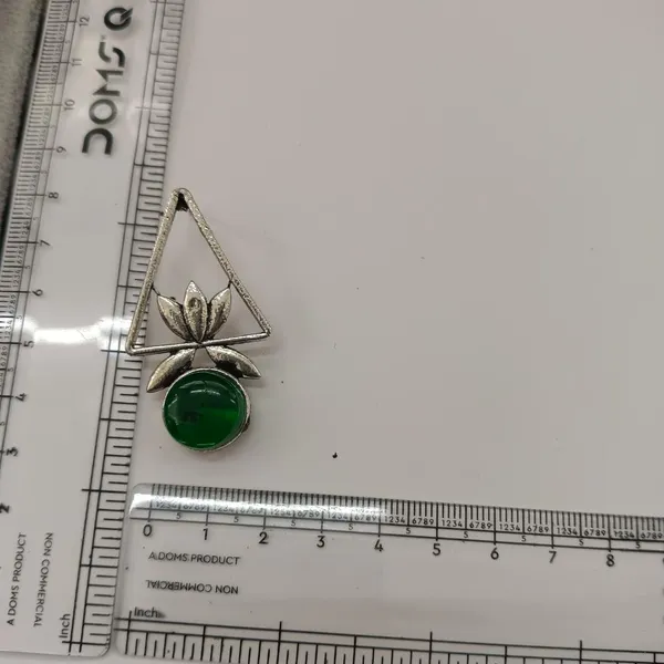 The99jewel_Oxidised_Pota_Stone_Earrings_With_Lotus_Motif_For_Women_Traditional_Jewellery_Dark_Green