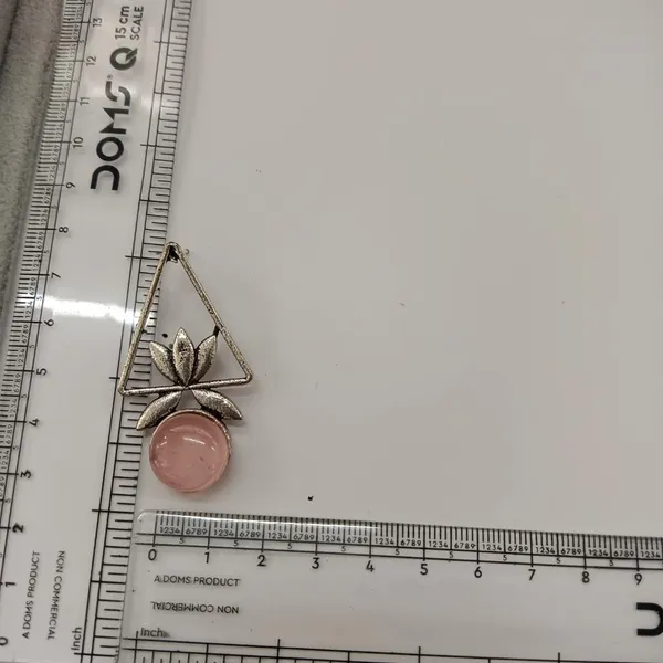 The99jewel_Oxidised_Pota_Stone_Earrings_With_Lotus_Motif_For_Women_Traditional_Jewellery_Light_Pink