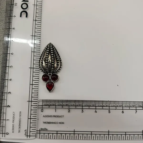 The99jewel_Stylish_Oxidised_Pota_Stone_Earrings_Domed_Motif_For_Women_Red