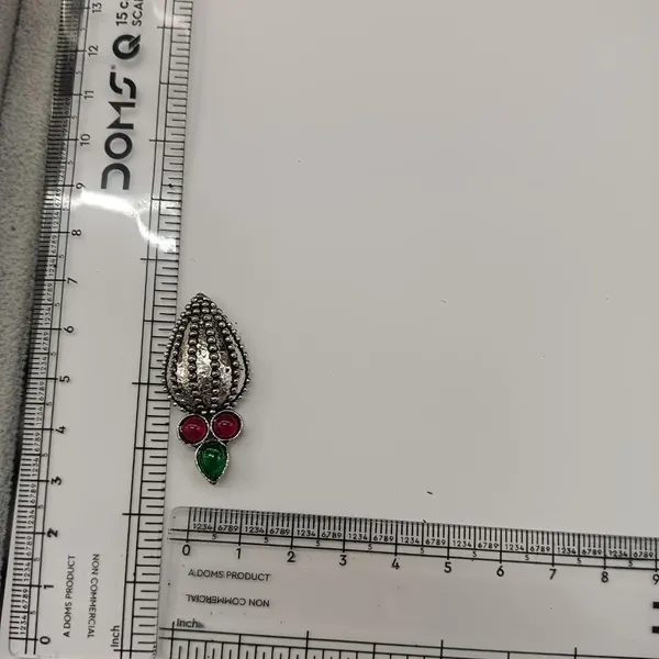 The99jewel_Stylish_Oxidised_Pota_Stone_Earrings_Domed_Motif_For_Women_Dark_Pink_Green