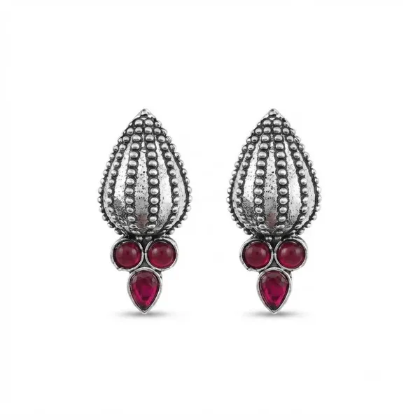 The99jewel_Stylish_Oxidised_Pota_Stone_Earrings_Domed_Motif_For_Women_Pink