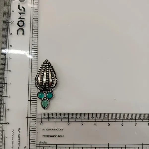 The99jewel_Stylish_Oxidised_Pota_Stone_Earrings_Domed_Motif_For_Women_Light_Blue