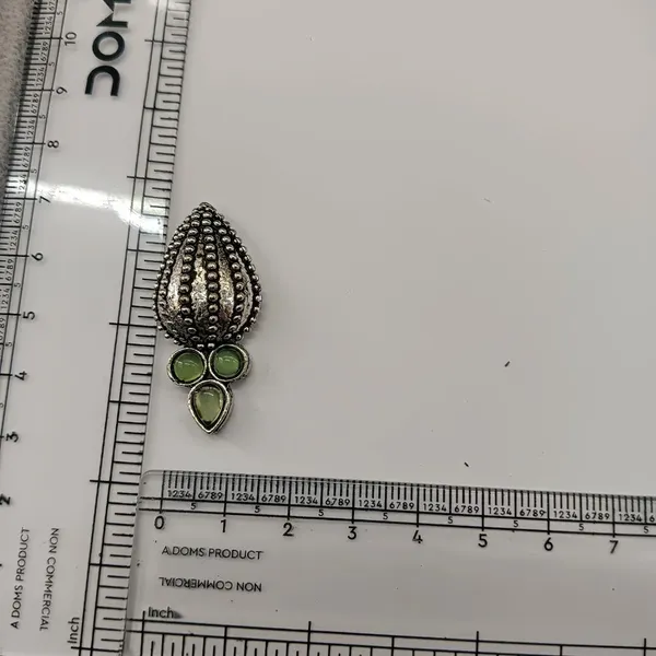 The99jewel_Stylish_Oxidised_Pota_Stone_Earrings_Domed_Motif_For_Women_Light_Green