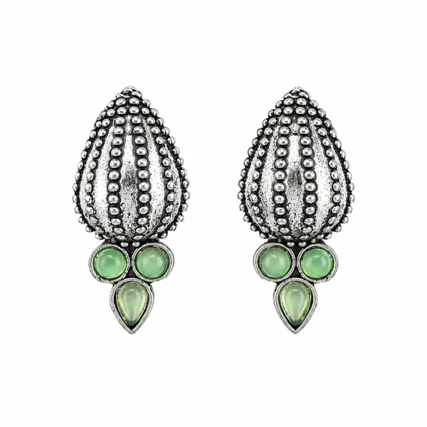 The99jewel_Stylish_Oxidised_Pota_Stone_Earrings_Domed_Motif_For_Women_Light_Green