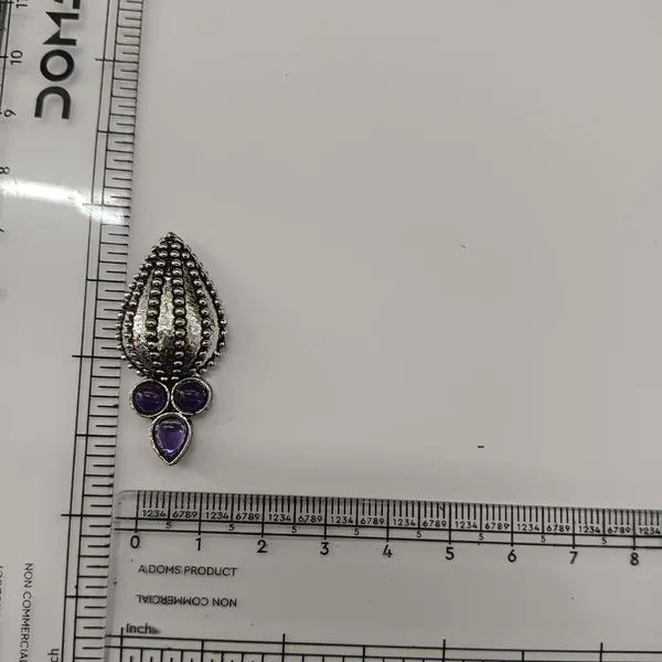 The99jewel_Stylish_Oxidised_Pota_Stone_Earrings_Domed_Motif_For_Women_Purple