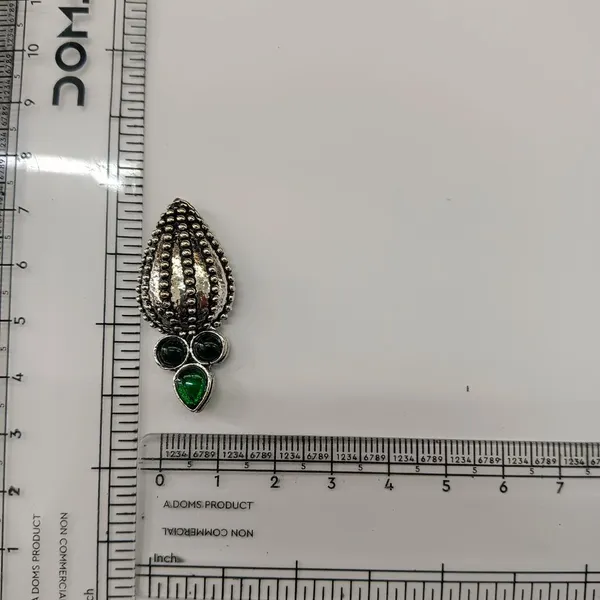 The99jewel_Stylish_Oxidised_Pota_Stone_Earrings_Domed_Motif_For_Women_Green
