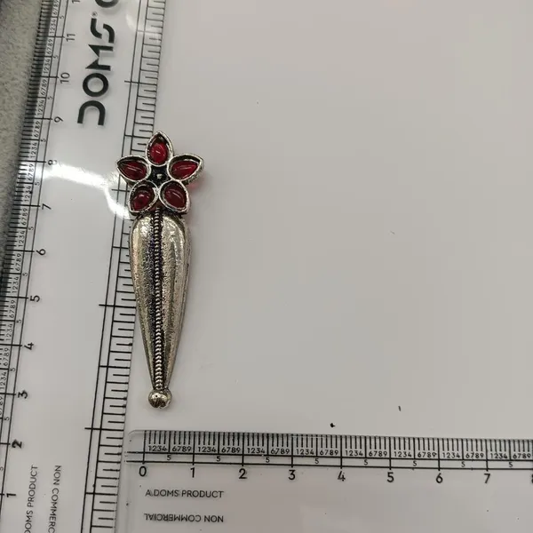 The99jewel_Traditional_Pota_Stone_Oxidised_Earrings_With_Floral_Motif_For_Women_Red