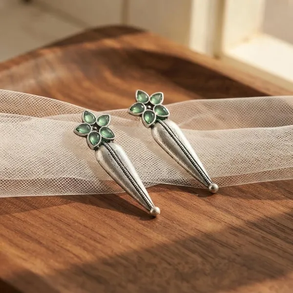 The99jewel_Traditional_Pota_Stone_Oxidised_Earrings_With_Floral_Motif_For_Women_Mint_Green