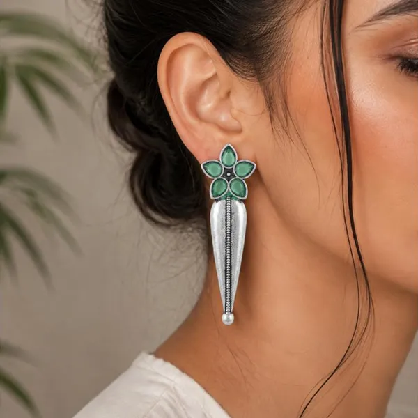 The99jewel_Traditional_Pota_Stone_Oxidised_Earrings_With_Floral_Motif_For_Women_Mint_Green