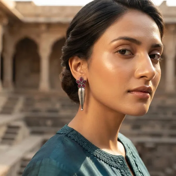 The99jewel_Traditional_Pota_Stone_Oxidised_Earrings_With_Floral_Motif_For_Women_Pink