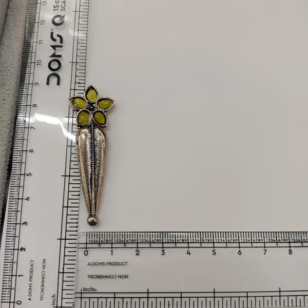 The99jewel_Traditional_Pota_Stone_Oxidised_Earrings_With_Floral_Motif_For_Women_Yellow