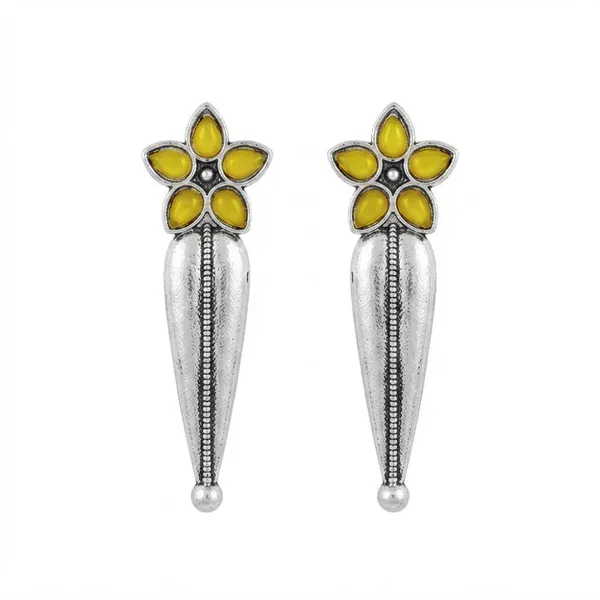 The99jewel_Traditional_Pota_Stone_Oxidised_Earrings_With_Floral_Motif_For_Women_Yellow