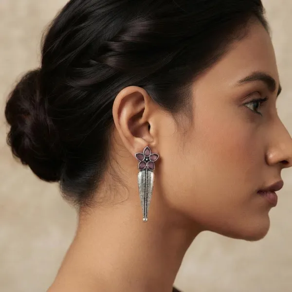 The99jewel_Traditional_Pota_Stone_Oxidised_Earrings_With_Floral_Motif_For_Women_Light_Pink