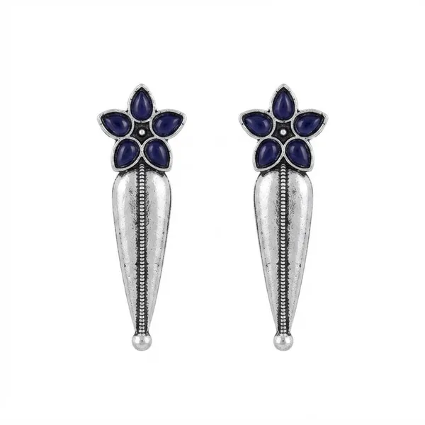 The99jewel_Traditional_Pota_Stone_Oxidised_Earrings_With_Floral_Motif_For_Women_Dark_Purple