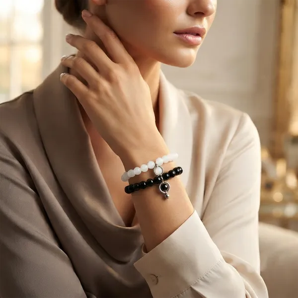 The99jewel_Black_And_White_Beaded_Combo_Bracelet_For_Women_Mix