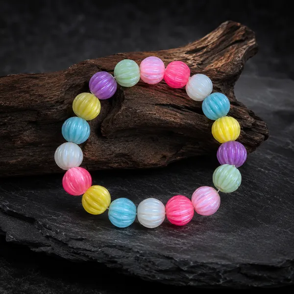 The99jewel_Acrylic_Pumpkin_Shape_Bracelet_For_Women_Stylish_Beaded_Jewellery_For_Casual_Party_Wear_Multi