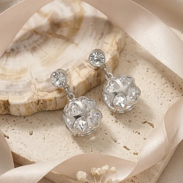The99jewel_Silver_Plated_Crystal_Stone_Clover_Motif_Earrings_For_Women_Stylish_Fashion_Jewellery_Silver