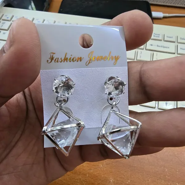 The99jewel_Silver_Plated_Crystal_Stone_Diamond_Frame_Earrings_For_Women_Stylish_Fashion_Jewellery_Silver