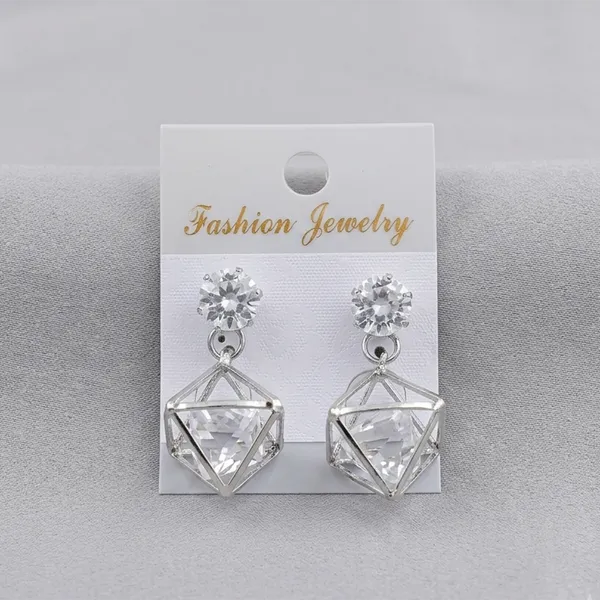 The99jewel_Silver_Plated_Crystal_Stone_Diamond_Frame_Earrings_For_Women_Stylish_Fashion_Jewellery_Silver