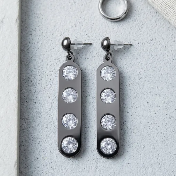 The99jewel_Black_Plated_Bar_Shape_Earrings_With_Crystal_Stone_For_Women_Black