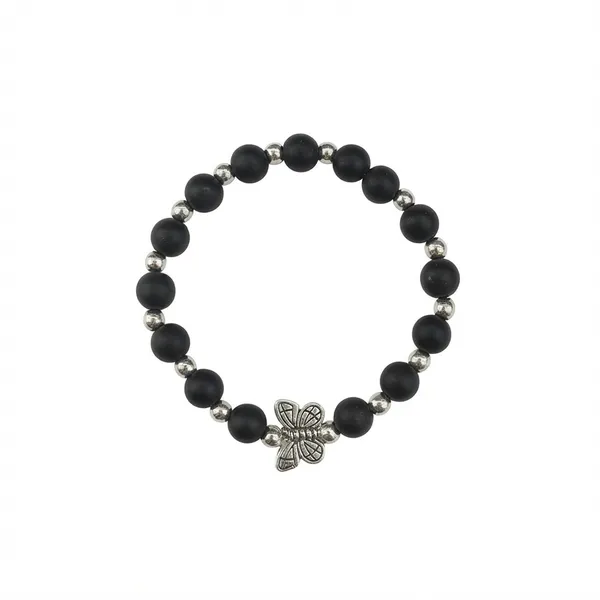 The99jewel_Butterfly_Charm_Beaded_Bracelet_For_Women_Stylish_Trendy_Fashion_Jewellery_Black