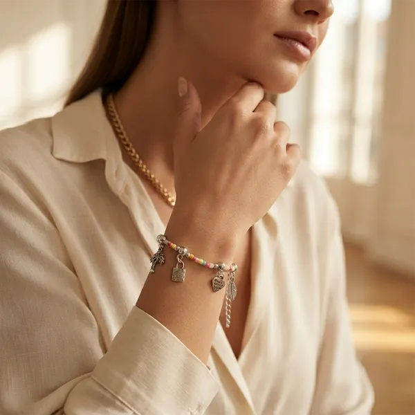 The99jewel_Milti_Color_Small_Beads_Bracelet_With_Charms_For_Women_Stylish_Trendy_Fashion_Jewellery_Multi