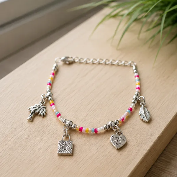 The99jewel_Milti_Color_Small_Beads_Bracelet_With_Charms_For_Women_Stylish_Trendy_Fashion_Jewellery_Multi