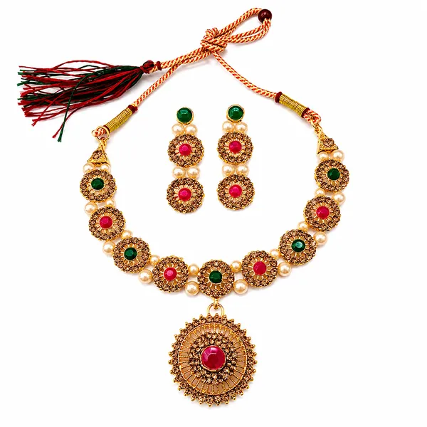 The99jewel_Beautiful_Crystal_Austrian_Stone_Jewellery_Set_For_Women_Festive_Special_Occasions_Green_Pink
