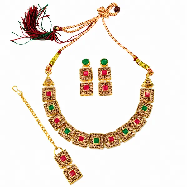 The99jewel_Beautiful_Crystal_Austrian_Stone_Jewellery_Set_For_Women_Festive_Special_Occasions_Green_Pink