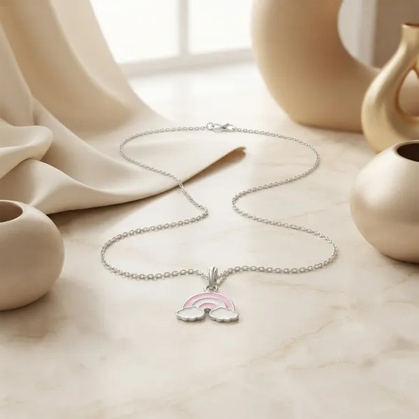 The99jewel_Cute_Rainbow_Charm_Pendant_Necklace_For_Women_Trendy_Daily_Wear_Accessory_Pink