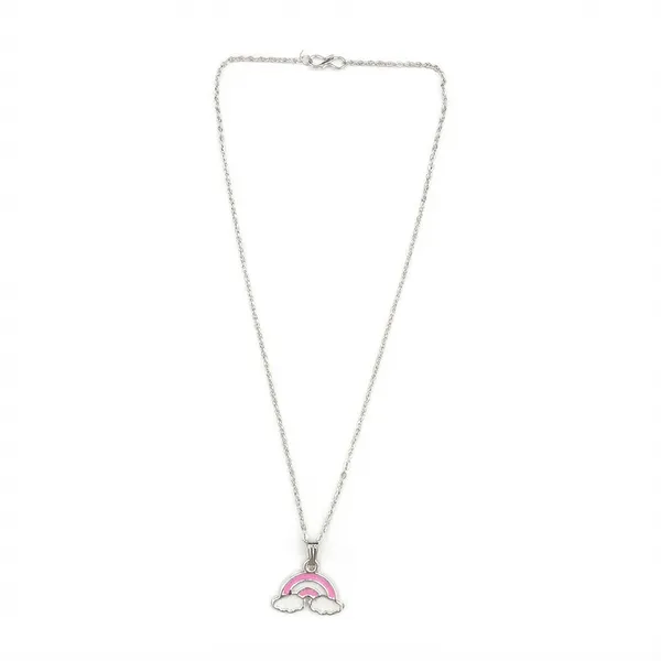 The99jewel_Cute_Rainbow_Charm_Pendant_Necklace_For_Women_Trendy_Daily_Wear_Accessory_Pink