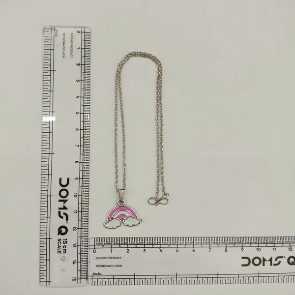 The99jewel_Cute_Rainbow_Charm_Pendant_Necklace_For_Women_Trendy_Daily_Wear_Accessory_Pink