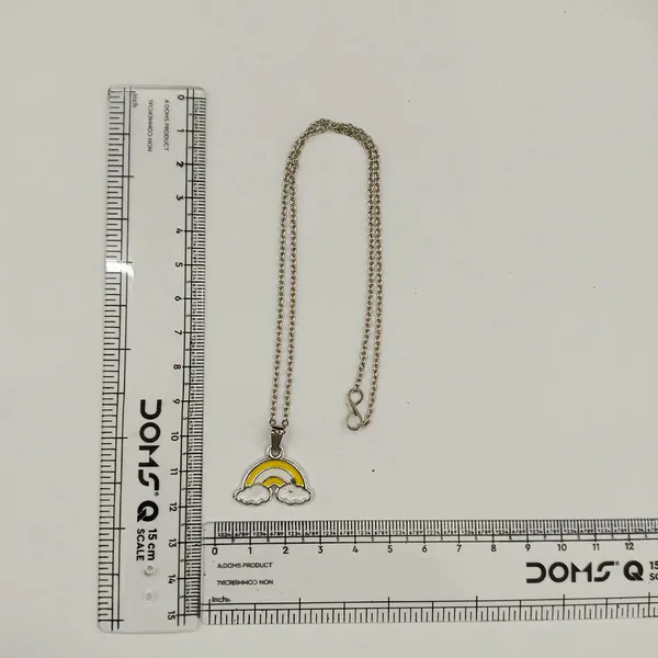 The99jewel_Cute_Rainbow_Charm_Pendant_Necklace_For_Women_Trendy_Daily_Wear_Accessory_Yellow