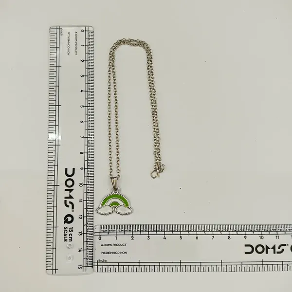 The99jewel_Cute_Rainbow_Charm_Pendant_Necklace_For_Women_Trendy_Daily_Wear_Accessory_Green